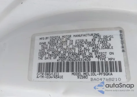 2002 Toyota Sienna Xle from USA, damaged, VIN 4T3ZF13C62U431409
